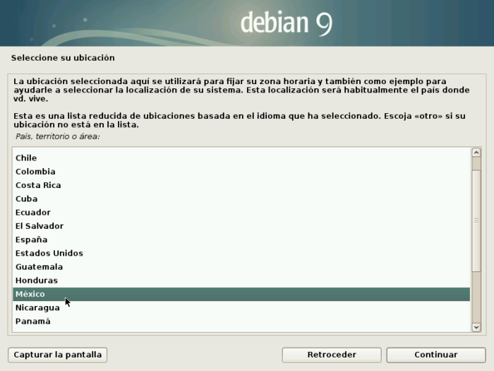 Debian 9 Stretch Install Instalaction instalacion configuracion ubicacion location