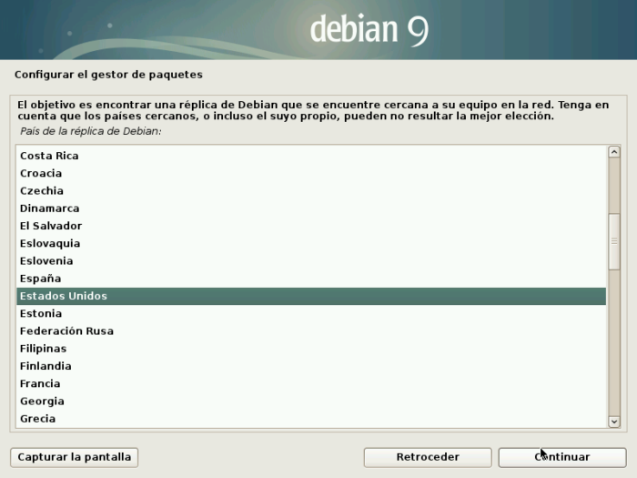 Debian 9 stretch repository server downloads