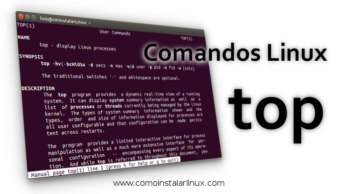 comandos linux top monitorear verificar sistema procesos carga load average memoria