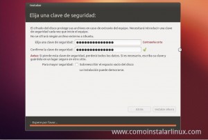 Como Instalar Ubuntu 12.10 contraseñas de cifrado de disco
