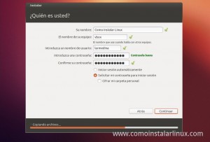Como Instalar Ubuntu 12.10 datos personales y contraseñas