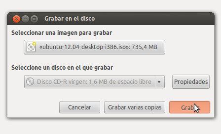 grabar un dvd archivo iso en ubuntu linux mint