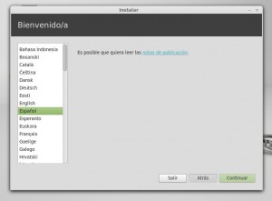 Instalar linux mint 13 Mint Seleccionar Idioma Español