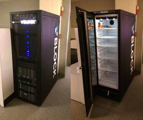 Linux server VBlock freezer refrigerador en rack VBlock funny and awesome rack