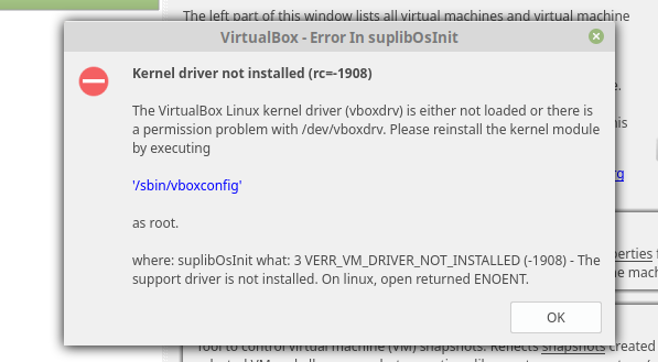 Virtualbox 5.2 error no kernel driver execute sbin vboxconfig not working02