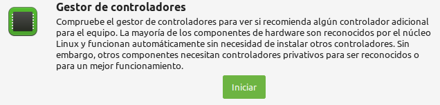 Gestor de Controladores desde la pantalla de bienvenida en Linux Mint 21 